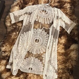 Elegant Sheer Lace Kimono